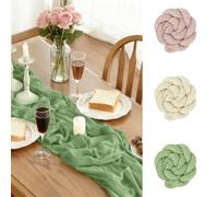 Alaoo Boho Gauze Runner, 3PCS 90 * 300cm Sheer Cheese Cloth Table Runner, Boho Gauze Wedding Table Runners for Fall Autumn Decor Wedding Party Baby Bridal Shower Birthday Decorations, Mixed colors