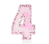 Alaoo Butterfly Birthday Candles, Pink Number 4 Candle Glitter 4th Number Candle 4th Cake Topper for Girls Butterfly Theme Party Themed Birthday Decorations Party Supplies