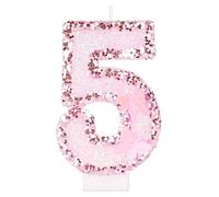 Alaoo Butterfly Birthday Candles, Pink Number 5 Candle Glitter 5th Number Candle 5th Cake Topper for Girls Butterfly Theme Party Themed Birthday Decorations Party Supplies