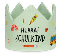 Alaoo Children Party Crown, Schulkind Hurra Back to School Season Crown Adjustable Lacing, Back to School Decoration Party Hats for School Parties, Birthday Parties, Children Graduation