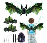 Alaoo Electric Dinosaur Wings, Green Dragon Glowing Wing with LED Lights, Cosplay Costumes Wing for Boys, Accessories for Boys Fancy Dress-up, Halloween, Christmas, Cosplay Party, Birthdays