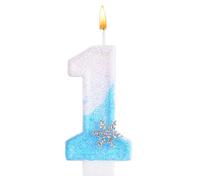 Alaoo Frozen Birthday Candles, Blue Number 1 Candle Snowflake 1st Number Candle 1st Cake Topper for Girls Frozen Themed Birthday Decorations Party Supplies