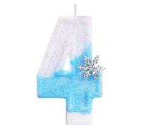 Alaoo Frozen Birthday Candles, Blue Number 4 Candle Snowflake 4th Number Candle 4th Cake Topper for Girls Frozen Themed Birthday Decorations Party Supplies