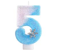 Alaoo Frozen Birthday Candles, Blue Number 5 Candle Snowflake 5th Number Candle 5th Cake Topper for Girls Frozen Themed Birthday Decorations Party Supplies