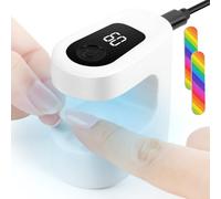Alaoo Mini UV Light for Gel Nails, Flash Cure Nail Dryer with LED Digital Display and 30s 60s Timer, Protable Mini Nail Lamp with Rainbow Nail File for Gel Polish Glue Gel Travel Home Use