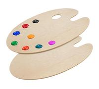 Alaoo Paint Palette Oval, 2 Pcs Painting Palette Watercolour Wood with Thumb Hole, Paint Tray Palette for Watercolours Oil Acrylic Painting, Oval, 20 * 30CM