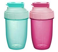Alaoo Protein Shaker Bottle, 2PCS Shaker Protein Shakes with Metal Stirring Ball, Sports Gym Supplement Protein Shake Bottle for Mixing Protein Shakes and Supplements, 500ml, Green and Rose Red