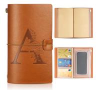 Alaoo PU Leather Journal Notebook, Lined Vintage Paper Pocket Notebook, 144 Pages Classic A6 Travel Journals, Including Gift Box, Christmas Gifts for Mom Daughter Friends Teachers (A)