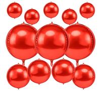 Alaoo Round Foil Balloons, 22" 15" 10" Balloons, Red Foil Balloon, Happy Birthday Balloon for Wedding, Party Decorations, Graduation, Anniversary Party Backdrop