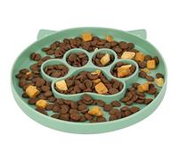 Alaoo Silicone Slow Feeder Cat Bowl, Anti Choking Puzzle Cat Food Bowl with Non-Slip Base, Silicone Dog Feeding Bowl for Puppies & Cats, Cat Paw Army Green