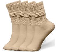 Alaoo Slouch Socks for Women, 4 Pairs Soft Comfortable Womens Scrunch Knee High, Aesthetic Boot Socks for Women Girls for All-Season, One Size