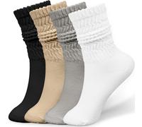 Alaoo Slouch Socks for Women, 4 Pairs Soft Comfortable Womens Scrunch Knee High, Aesthetic Boot Socks for Women Girls for All-Season, One Size