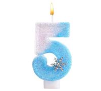 Alaoo Snowflake Birthday Candles, Blue Number 5 Candle Snowflake 5th Number Candle 5th Cake Topper for Girls Themed Birthday Decorations Party Supplies
