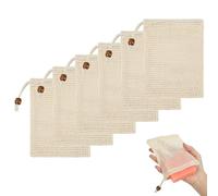 Alaoo Soap Bag, 6PCS Sisal Soap Bags for Shower and Foaming with Drawstring, Natural Sisal Exfoliating Soaps Bags for Drying Soaps,Bathing and Washing