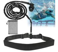 Alaoo Swimming Training Belt, 3Pcs Swimming Belts with Elastic Cord, Swim Training Belt Equipped Adjustable 3.6-7.3m with Storage Mesh Bag for Kids Adults or Fitness Enthusiasts, Black