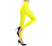 Alaoo Tights for Women, 80S Stretrchy Colorful Tights, Candy Colored Leggings for Cosplay, Halloween Costume, Dance Party, Disco Party (Without Feet Bright Yellow)