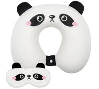 Alaoo Travel Pillow, Removable Memory Foam Kids Travel Pillow with Zips, Convenient & Portable U Shaped Neck Pillows with Cute Eye Mask for Adults Children for Home, Office, Sleeping (White Panda)