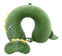 Alaoo Travel Pillow, Removable Memory Foam Kids Travel Pillow with Zips, Convenient & Portable U Shaped Neck Pillows with Cute Eye Mask for Adults Children for Home, Office, Sleeping (Green Dinosaur)