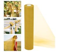 Alaoo Tulle Fabrics Roll, Mesh Netting Fabric, Wedding Decoration Mesh for Table Runner Present Wrapping DIY Sewing Crafts Wedding Party Decorations, Yellow 29CM*26M