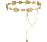 Alaoo Western Gold Metal Concho Chain Belt, Gold Chain Belt for Women, Western Cowgirl Waist Adjustable Metal Vintage, Boho Golden Waist Belts for Women Dresses Jean (A-150cm)