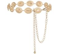 Alaoo Western Gold Metal Concho Chain Belt, Gold Chain Belt for Women, Western Cowgirl Waist Adjustable Metal Vintage, Boho Golden Waist Belts for Women Dresses Jean (C-120cm)