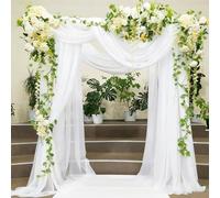 Alaoo White Tulle Fabrics, 130CMx550CM White Mesh Netting Fabric, Wedding Decoration Mesh for Present Wrapping DIY Sewing Crafts Wedding Party Decorations