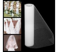 Alaoo White Tulle Fabrics Roll, 29CM*26M White Mesh Netting Fabric, Wedding Decoration Mesh for Present Wrapping DIY Sewing Crafts Wedding Party Decorations