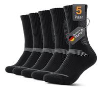 Alaplus Padded Socks Men's 43-46 Breathable Hiking Socks Compression Stretch Sports Socks Cotton Sneaker Socks Crew Socks Women 39-42 Outdoor Socks Anti-Blisters & Odour-Free 5 Pairs, cl04-black,