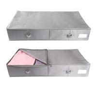 ALARA'S 100 L of 2 Pack Under Bed Storage Box with Lid 100x50x18 cm - Durable 600D Oxford Fabric with Secure Zip Lock - Foldable and Adjustable Dividers Clothes Storage Bag for Blankets and Toys