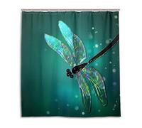 ALARGE Dragonfly Abstract Polka Dot Shower Curtain Bathroom Set Waterproof Mildew Polyester Fabric With Hook 12 Hole Home Art Decoration 66 x 72 Inch