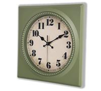 Alarllok Vintage Wall Clock 1950s Style - Retro 50's Mid Century Square Wall Clocks Battery Operated for Kitchen Living Room Home Decor - 12 Inch, Olive Green