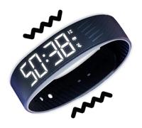 Alarm Bracelet - Waterproof LED Clock Bracelet, Silent Vibrating Alarm Watch | Adjustable Watch for Teens, Big Sleepers, Home, Office, Bedroom, Sleep, Rest, Work, Ex, Black, Se référer au descriptif
