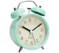 Alarm Clock, 1 Pack Metal Luminous Silent Sweep Mechanical Bell Night Light Compact Design for Children Students Bedroom(Macaron Green)