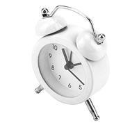 Alarm Clock, 3Inch Battery Operated Metal Clock Old School Alarm Clock Alarm Clocks for Bedrooms Digital Small Alarm Clock for Bedside Table, Bedroom, Kids Room, Desk (Black) (White)
