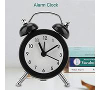 Alarm Clock, Alarm Clocks for Bedrooms Digital Small Alarm Clock 3Inch Battery Operated Metal Clock Old School Alarm Clock for Bedside Table, Bedroom, Kids Room, Desk (Black)