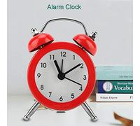 Alarm Clock, Alarm Clocks for Bedrooms Digital Small Alarm Clock 3Inch Battery Operated Metal Clock Old School Alarm Clock for Bedside Table, Bedroom, Kids Room, Desk (Red)