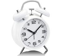 Alarm Clock, Analog Alarm Clock, 4 inches Twin Bell Alarm Clock with Stereoscopic Dial, Easy Set and Night Light Function, Battery Operated Loud Alarm Clock, Back to School, Student gift
