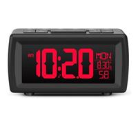 Alarm clock bedside,Digital clocks radio alarm for Bedrooms with Power cord,Large Big Numbers desk clock with Brightness Dimmer,7 Font colors, Dual Alarm(Buzzer/FM Radio) with Sleep Timer,Snooze