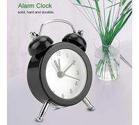 Alarm Clock, Bell Alarm Clock Alarm Clocks for Bedrooms Digital Small Alarm Clock 3Inch Battery Operated Metal Clock for Bedside Table, Bedroom, Kids Room, Desk (Black)