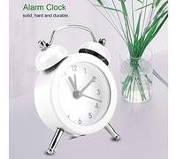 Alarm Clock, Bell Alarm Clock Alarm Clocks for Bedrooms Digital Small Alarm Clock 3Inch Battery Operated Metal Clock for Bedside Table, Bedroom, Kids Room, Desk (Black) (White)