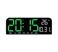 Alarm Clock Digital Wall Clock - 13" Large LED Display, Loud Alarm, Remote Control, DST, Auto-Dimming, Date and Day, Timer, Temperature - 12/ 24H Format Ideal for Living (Green, One Size)