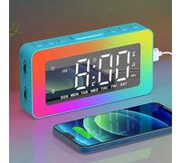 Alarm Clock for Kids, Digital Clock with 8 RGB Night Lights, LED Display Mirror Clock, Dual Alarms, Snooze, Dimmable Brightness, Timer, USB Port, 8 Sleep Sounds, Alarm Clocks for Bedrooms