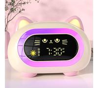 Alarm Clock for Kids, Sleep Training Clock for Girls With Dual Alarm, Eye Protection, Auto Off Timer, 10 Color Night Light, Cat Ok to Wake Clock