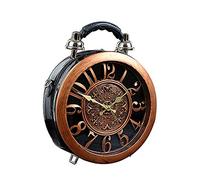Alarm Clock Handbag Real Working Women Fashion Diagonal Shoulder Bag Leather Vintage Round Box Personalized Steampunk Style Messenger