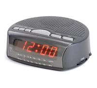 Alarm Clock Radio Black 14x15x5.6cm AM/FM Red LED Snooze Sleep Timer Buzz Alarm
