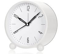 Alarm Clock, Super Silent Non Ticking Small Clock with Night Light, Battery Operated, Simply Design, Loud Alarm for Bedroom, Bedside, Desk, Back to School, Learning Awards Student gift