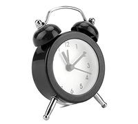 Alarm Clock, Vintage Alarm Clock Digital Small Alarm Clock 3Inch Battery Operated Metal Clock Old School Alarm Clock for Bedside Table, Bedroom, Kids Room, Desk (Black)