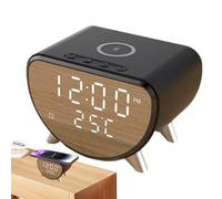 Alarm Clock Wireless Charger - LED Timepiece, Phone Stand, Temp Display | Sleek Charging Dock Digital Interface, Multifunction Desktop Accessory for Coworkers Lovers Friends Occasions