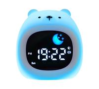 Alarm Clock with Night Light, Rechargeable Silicone Lamp Wake up White Noise Clock Cute Cartoon Animal Dog/Dinosaur/Cat/Bear/Owl/Cloud-Shaped Desktop Lamp, Digital Display Electronic Clock.（Bear）