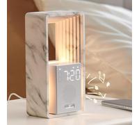 Alarm Clock with Nightlight, Digital Display, Dimmable, Sleep Sounds, Auto Shutdown Timer, USB Charging Port, Perfect for Home and Travel